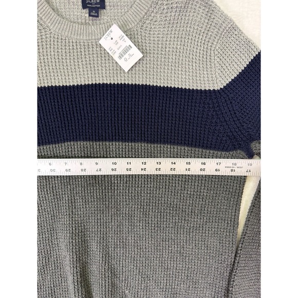 New J Crew Sweater Mens Small Color Block Gray Blue Chunky Knit Winter Preppy - Picture 5 of 10